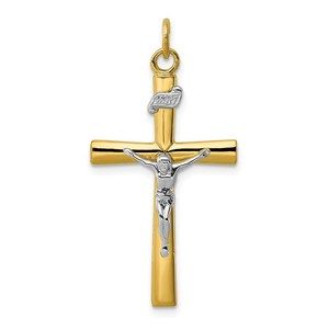 Million Charms 925 Sterling Silver Rh-Plated & 18k Gold-plated Crucifix Pendant